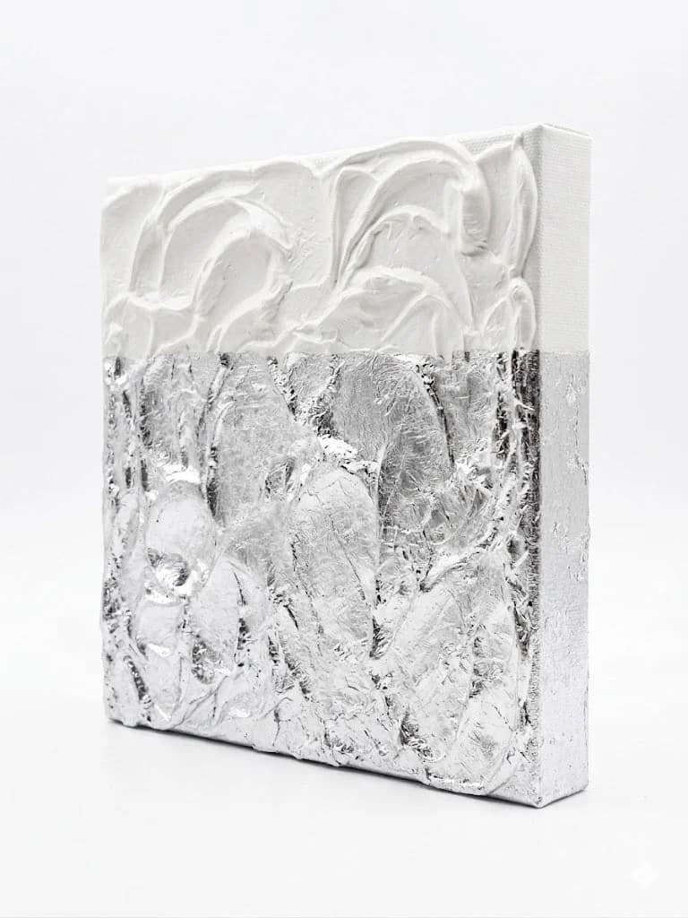 Silver Horizon — acrylic on canvas, oil — 20 × 20 cm, view 2