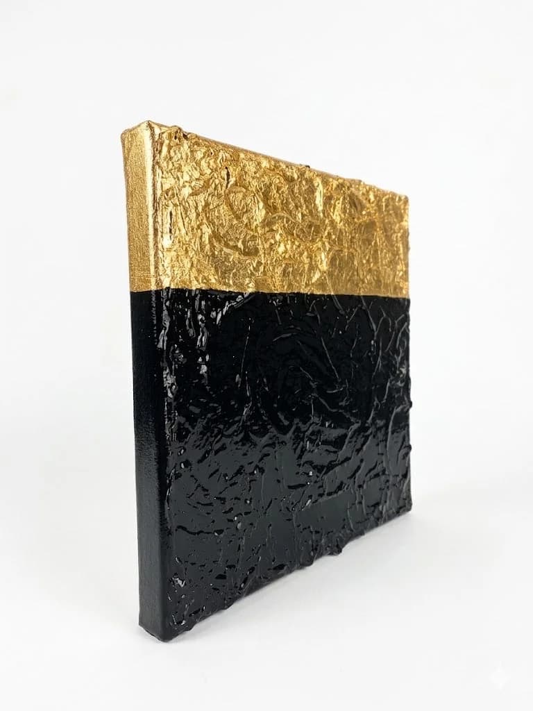 Obsidian and Gold — acrylic on canvas — 20 × 20 cm, view 2
