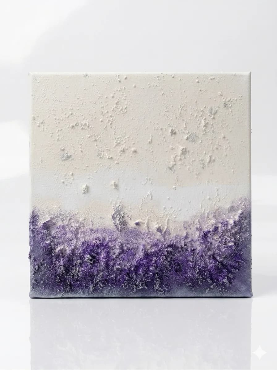 Purple Intertwinings — acrylic on canvas — 20 × 20 cm, original artwork by Victoria Genova